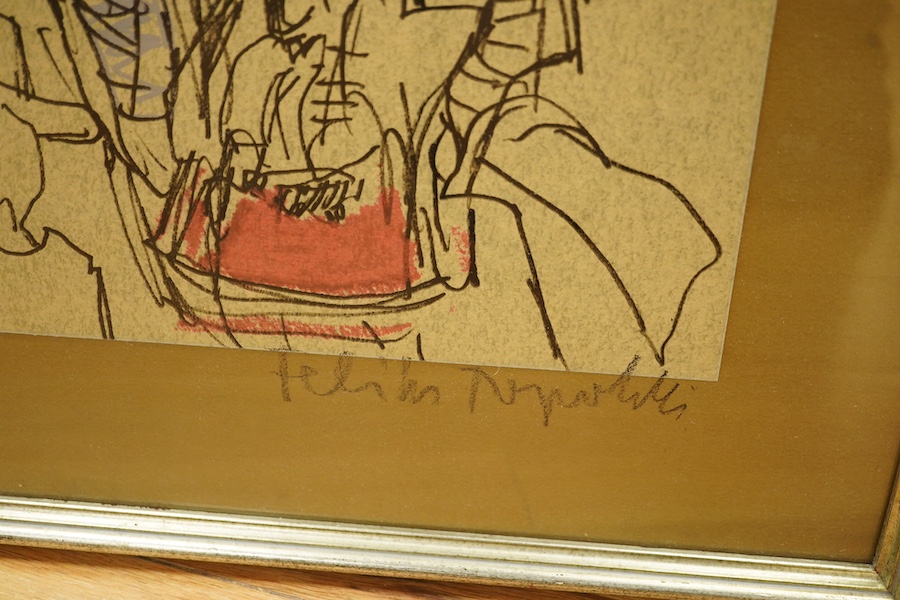 Feliks Topolski (Polish, 1907-1989), two limited edition colour prints to include 'Delivery of the Pyx Verdicts at Goldsmiths Hall', limited edition 87/175, each signed in pencil, largest 44 x 65cm. Condition - fair to g